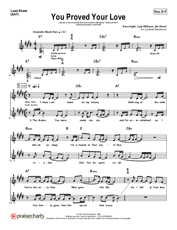 You Proved Your Love Lead Sheet (Ashmont Hill)