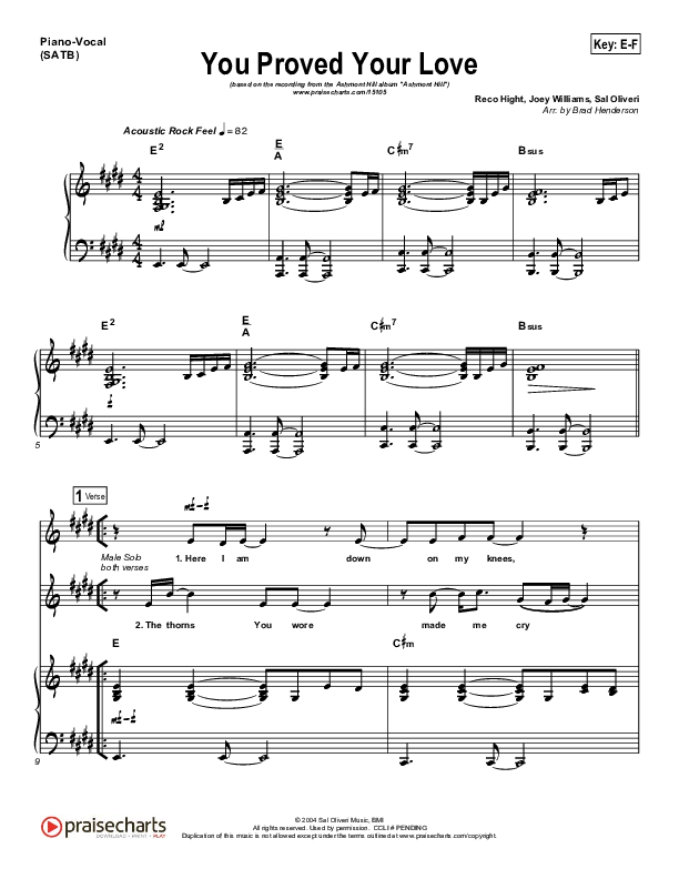 You Proved Your Love Piano/Vocal (Ashmont Hill)