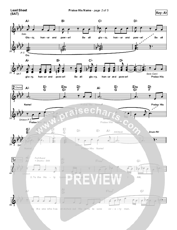 Praise His Name Lead Sheet (SAT) (Ashmont Hill)