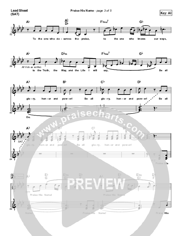 Praise His Name Lead Sheet (SAT) (Ashmont Hill)