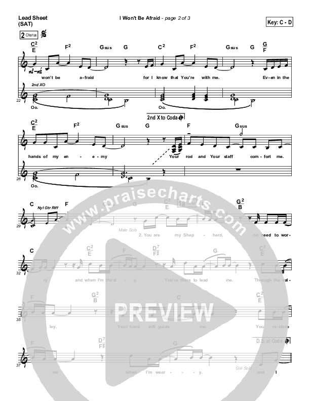 I Won't Be Afraid Lead Sheet (Ashmont Hill)