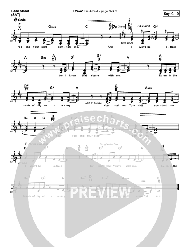 I Won't Be Afraid Lead Sheet (Ashmont Hill)