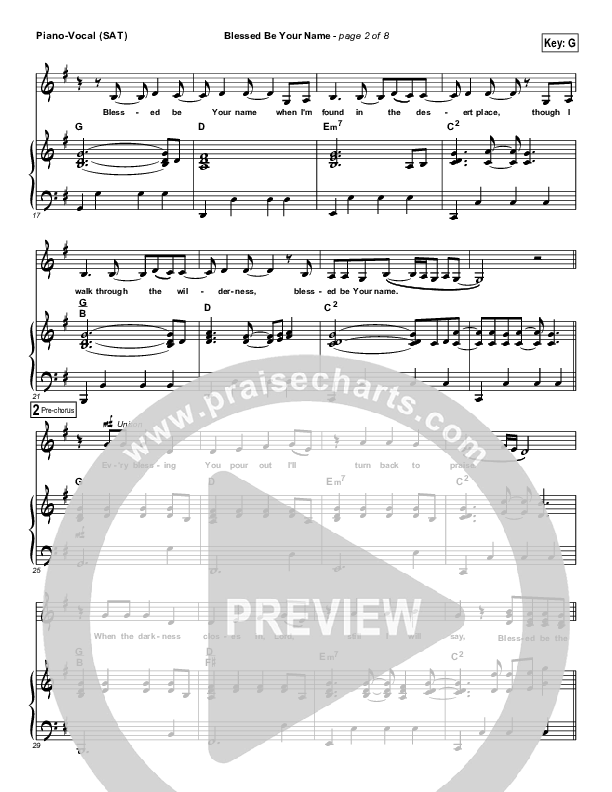 Blessed Be Your Name Piano/Vocal (Ashmont Hill)