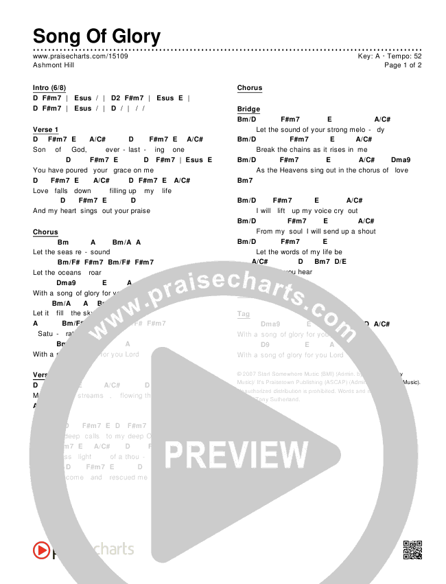 Song Of Glory Chords & Lyrics (Ashmont Hill)