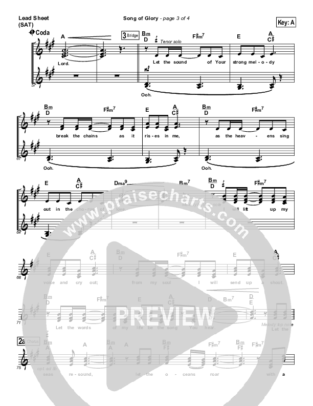 Song Of Glory Lead Sheet (Ashmont Hill)