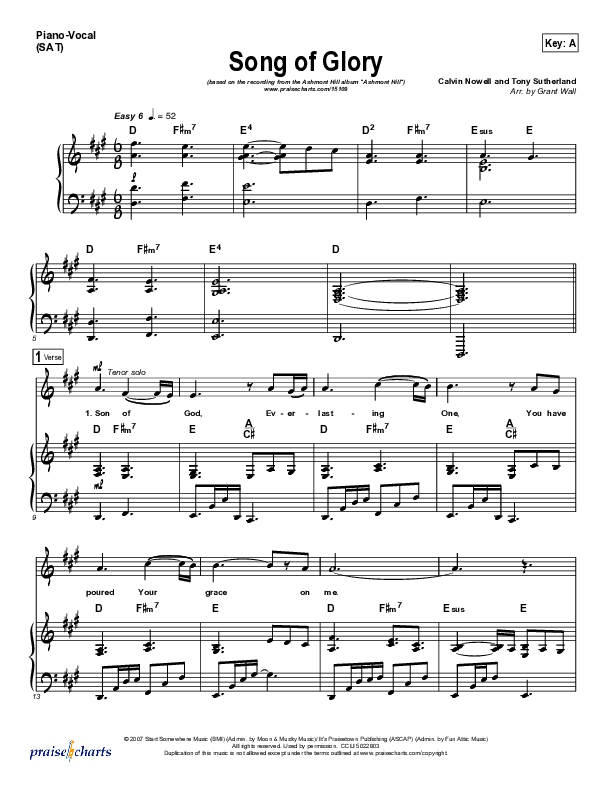 Song Of Glory Piano/Vocal (SATB) (Ashmont Hill)