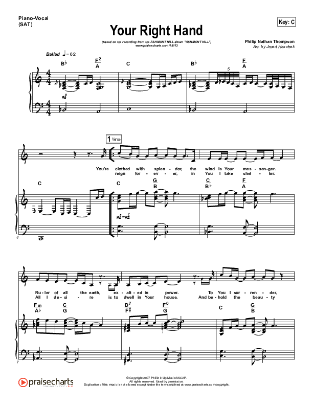 Your Right Hand Piano/Vocal (SAT) (Ashmont Hill)