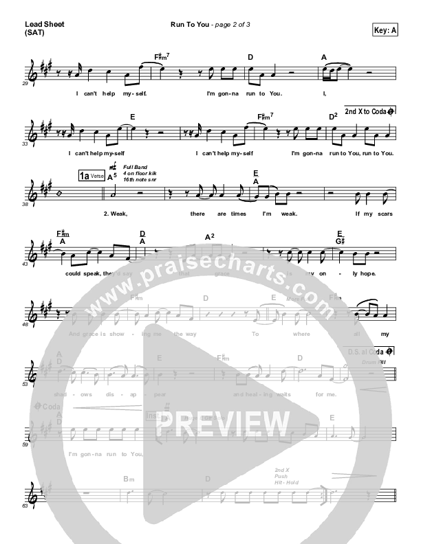 Run To You Lead Sheet (SAT) (Michael W. Smith)