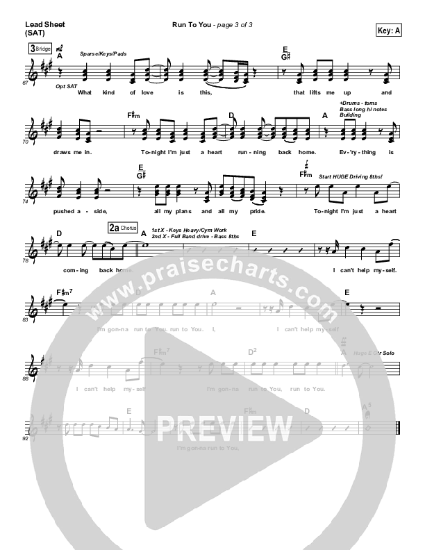 Run To You Lead Sheet (SAT) (Michael W. Smith)