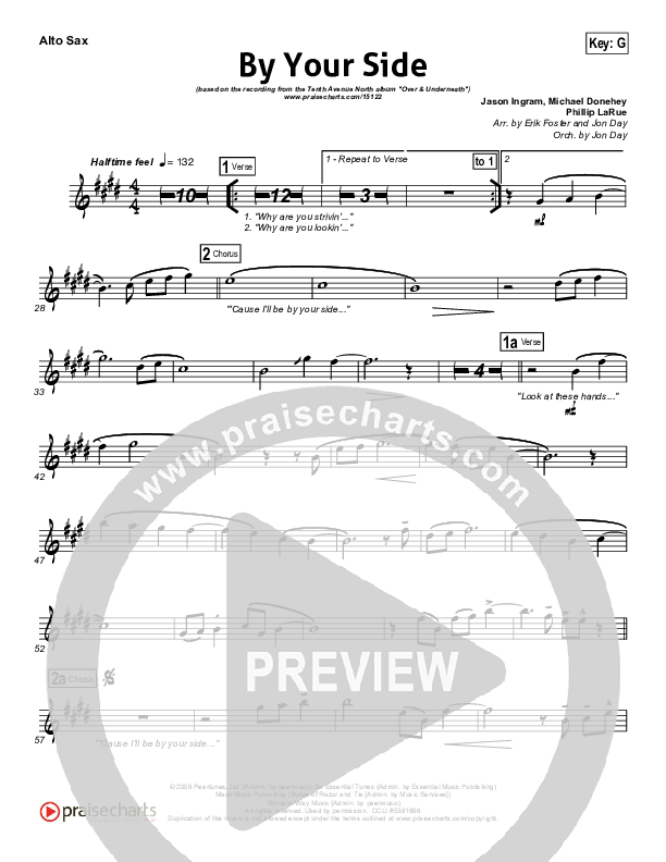 By Your Side Alto Sax (Tenth Avenue North)