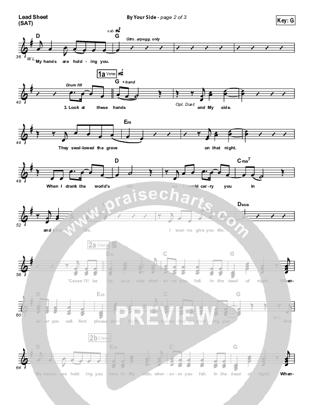 By Your Side Lead Sheet (Tenth Avenue North)