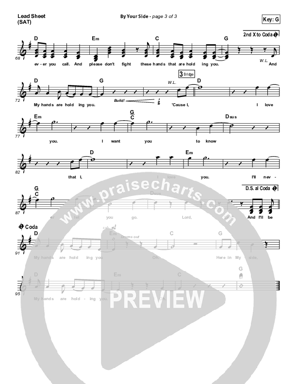 By Your Side Lead Sheet (Tenth Avenue North)