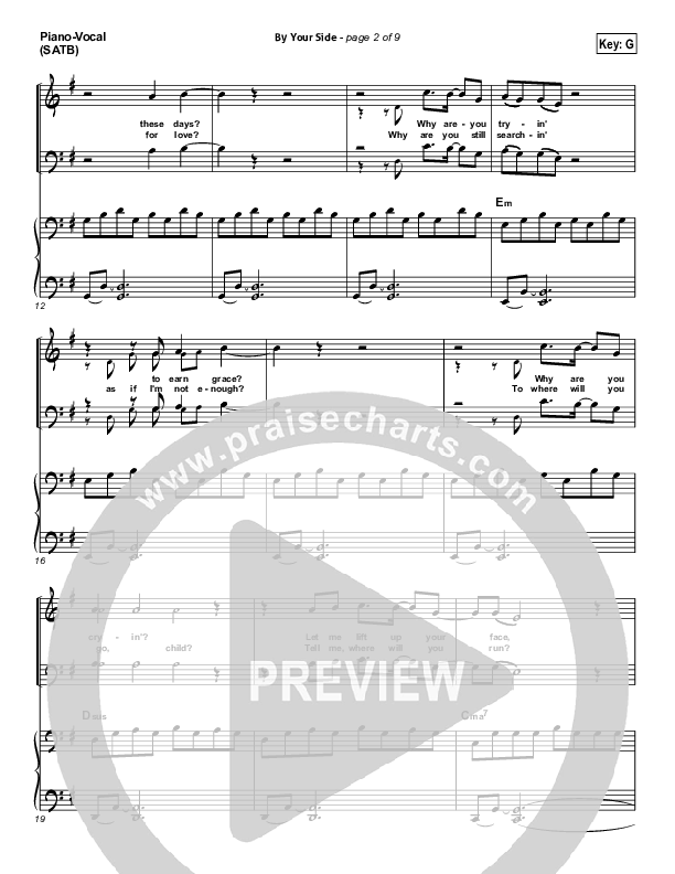 By Your Side Piano/Vocal (Tenth Avenue North)