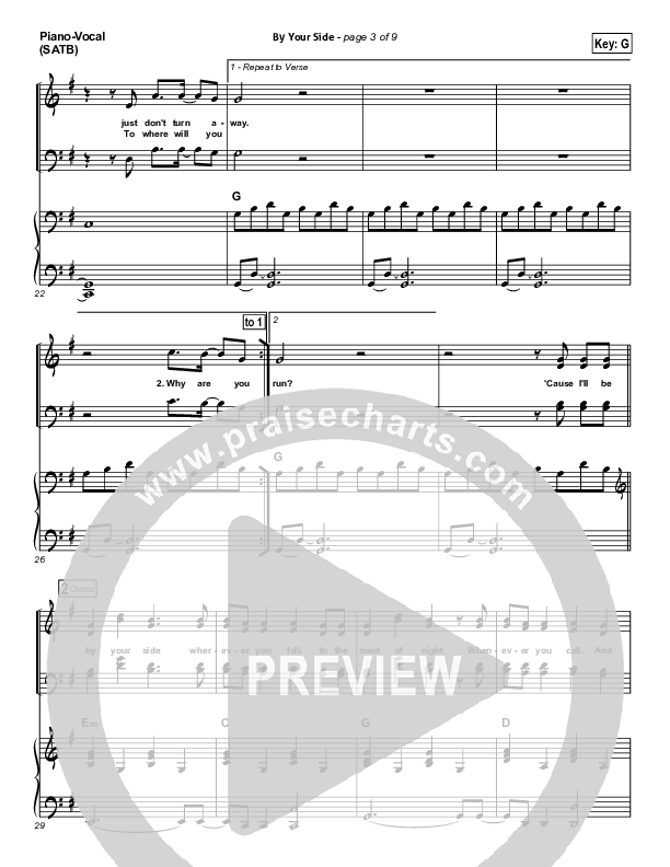 By Your Side Piano/Vocal (Tenth Avenue North)