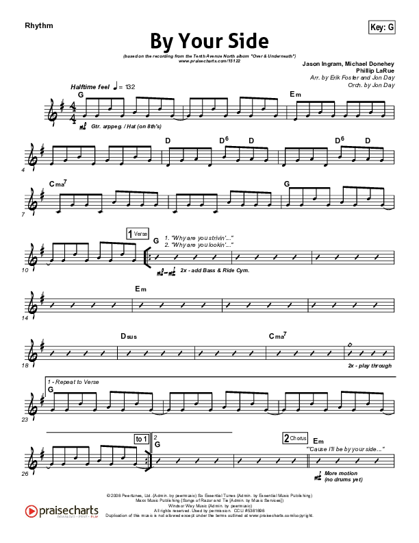 By Your Side Rhythm Chart (Tenth Avenue North)