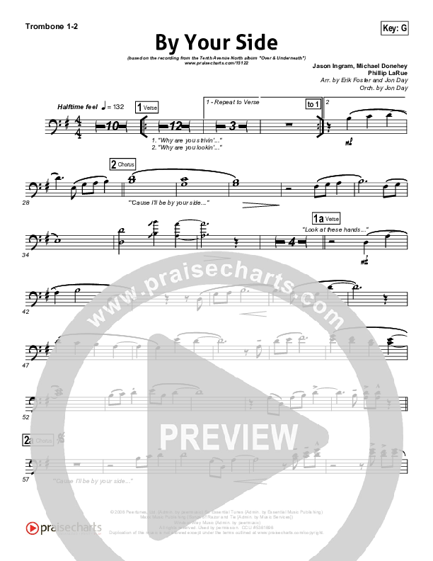 By Your Side Trombone 1/2 (Tenth Avenue North)