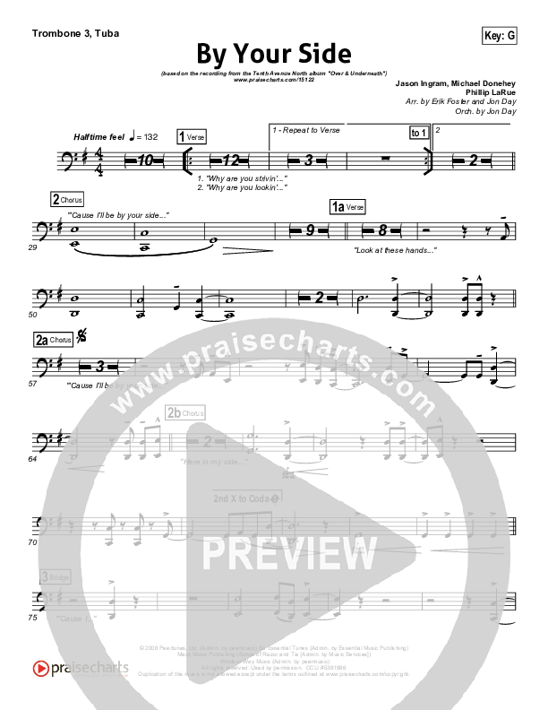 By Your Side Trombone 3/Tuba (Tenth Avenue North)