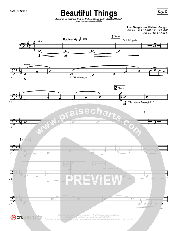 Beautiful Things Cello/Bass (Michael Gungor)