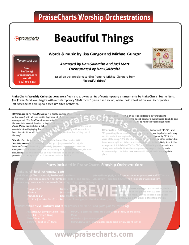 Beautiful Things Cover Sheet (Michael Gungor)