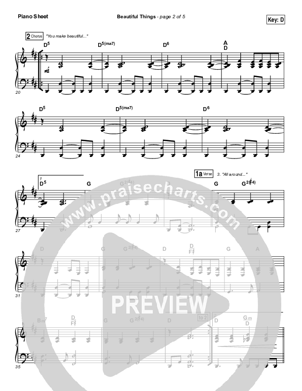 Beautiful Things Piano Sheet (Michael Gungor)