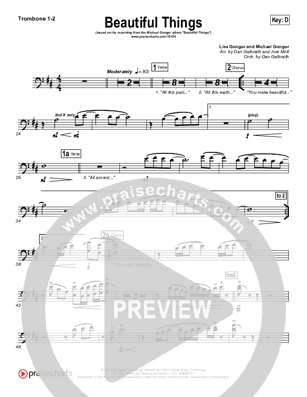 Beautiful Things Trombone 1/2 (Michael Gungor)