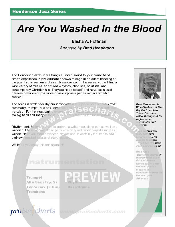 Are You Washed In The Blood (Instrumental) Cover Sheet (Brad Henderson)