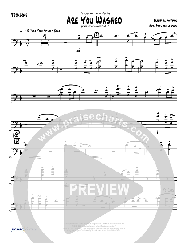Are You Washed In The Blood (Instrumental) Trombone (Brad Henderson)