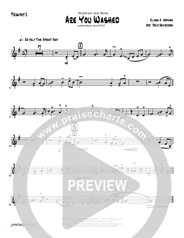Are You Washed In The Blood (Instrumental) Trumpet 2 (Brad Henderson)