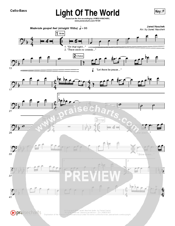 Light Of The World Cello/Bass (Jared Haschek)