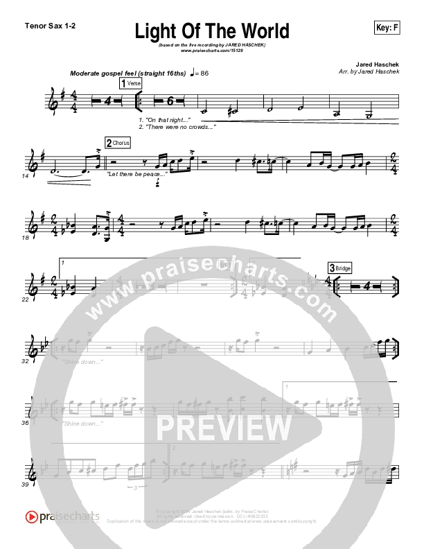 Light Of The World Tenor Sax 1/2 (Jared Haschek)