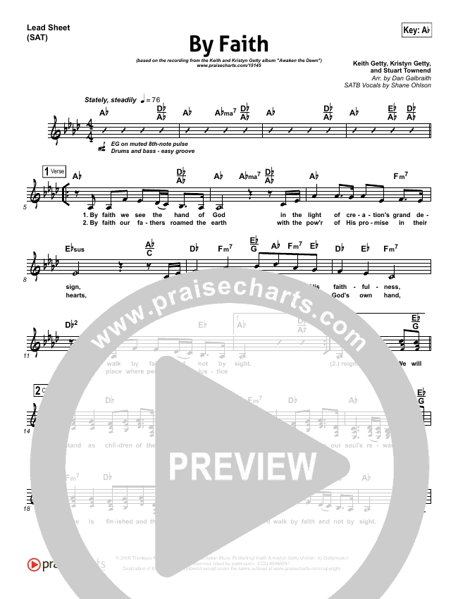 By Faith Sheet Music PDF (Keith &amp; Kristyn Getty) - PraiseCharts