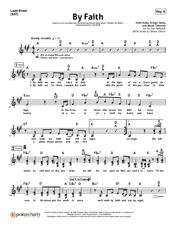 By Faith Lead Sheet (SAT) (Keith & Kristyn Getty)