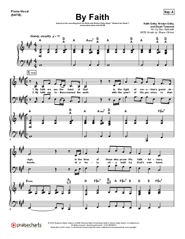 By Faith Piano/Vocal (SATB) (Keith & Kristyn Getty)