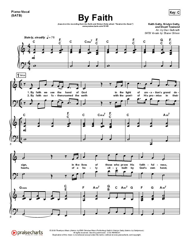 By Faith Sheet Music PDF (Keith &amp; Kristyn Getty) - PraiseCharts