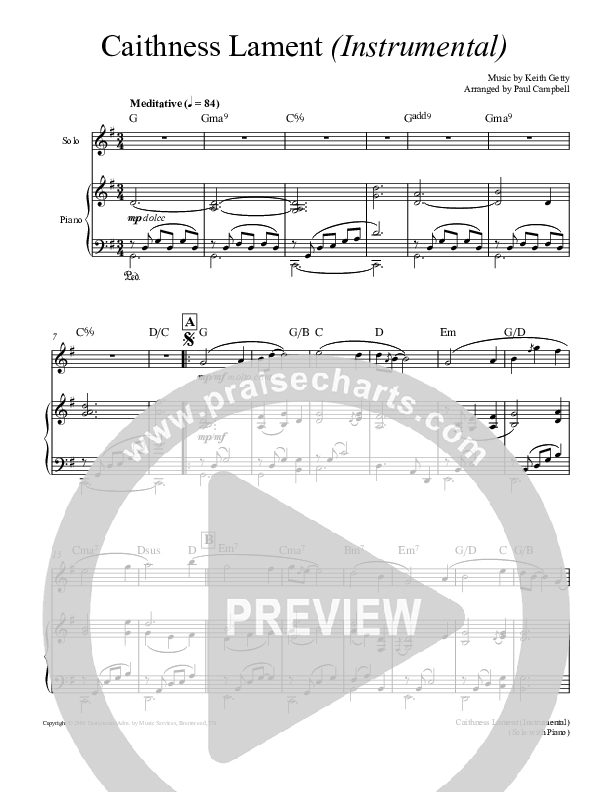 Caithness Lament (Instrumental) Lead & Piano (Keith & Kristyn Getty)