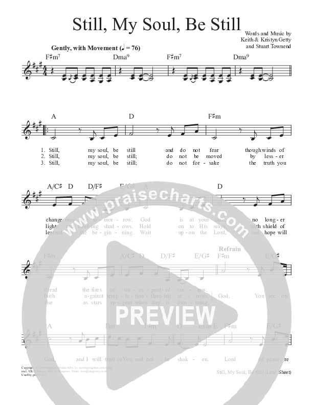 Still My Soul Be Still Lead Sheet (SAT) (Keith & Kristyn Getty)