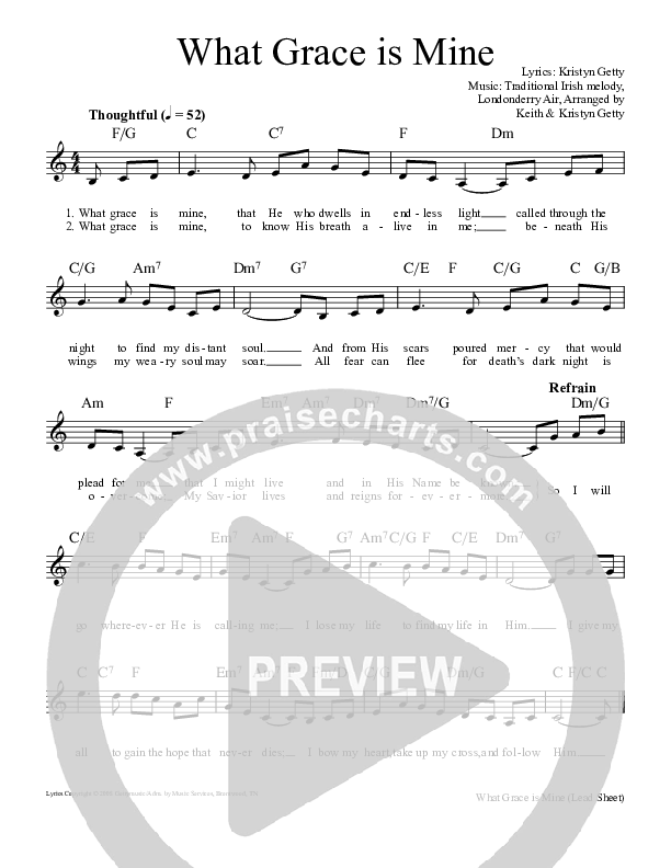 What Grace Is Mine Lead Sheet (Keith & Kristyn Getty)