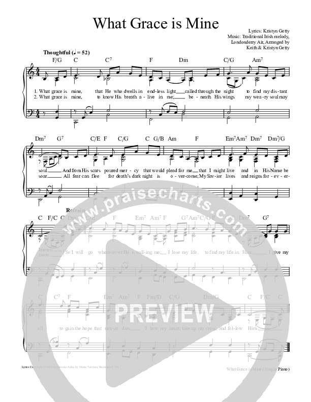 What Grace Is Mine Lead Sheet (Keith & Kristyn Getty)