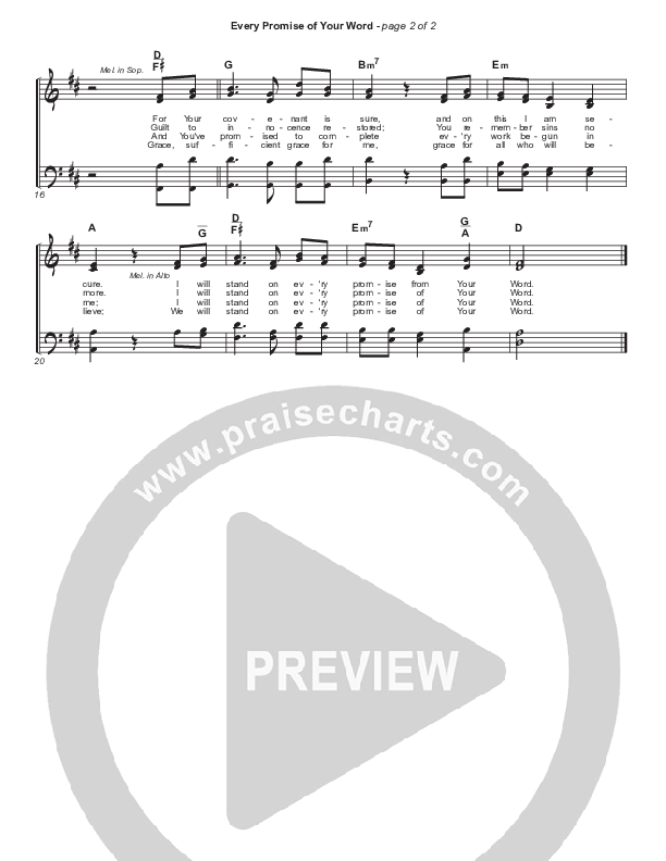 Every Promise Of Your Word Hymn Sheet (Keith & Kristyn Getty)