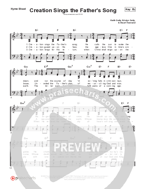 Creation Sings The Father's Song Hymn Sheet (Keith & Kristyn Getty)