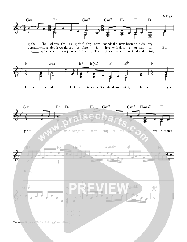 Creation Sings The Father's Song Lead Sheet (SAT) (Keith & Kristyn Getty)