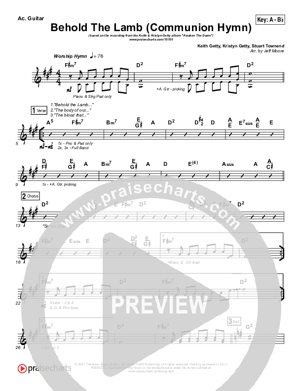 Behold The Lamb (Communion Hymn) Rhythm Chart (Keith & Kristyn Getty)