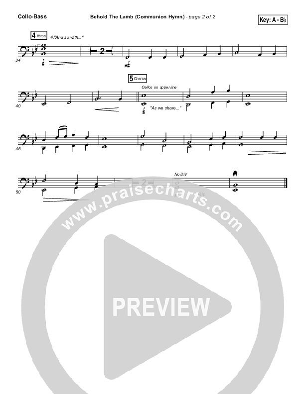 Behold The Lamb (Communion Hymn) Cello/Bass (Keith & Kristyn Getty)