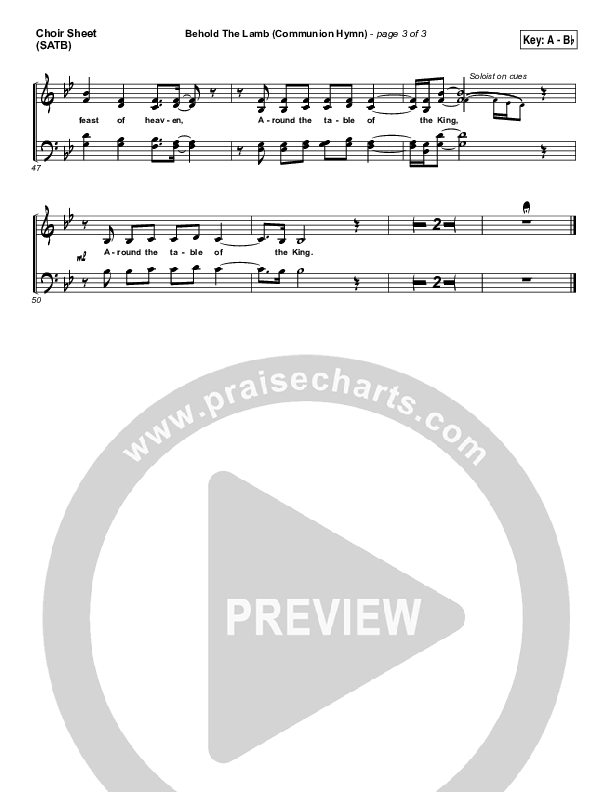 Behold The Lamb (Communion Hymn) Vocal Sheet (SATB) (Keith & Kristyn Getty)
