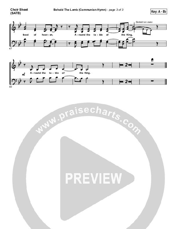 Behold The Lamb (Communion Hymn) Choir Sheet (SATB) (Keith & Kristyn Getty)