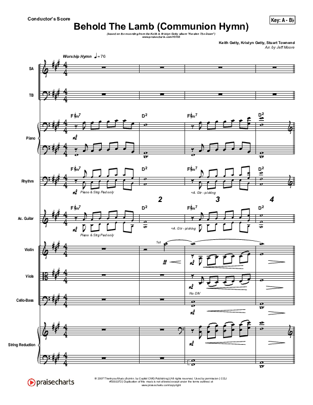 Behold The Lamb (Communion Hymn) Conductor's Score (Keith & Kristyn Getty)