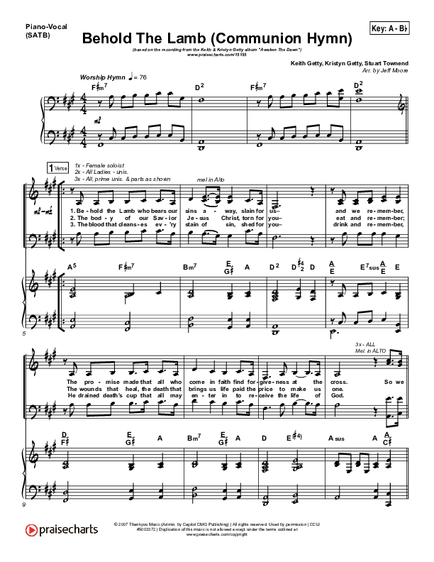 Behold The Lamb Lyrics and Chords, PDF, Sacrifice