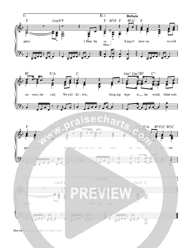 Hear The Call Of The Kingdom Piano/Vocal (Keith & Kristyn Getty)