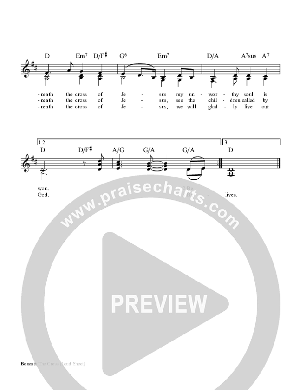 Beneath The Cross Of Jesus Lead Sheet (Keith & Kristyn Getty)