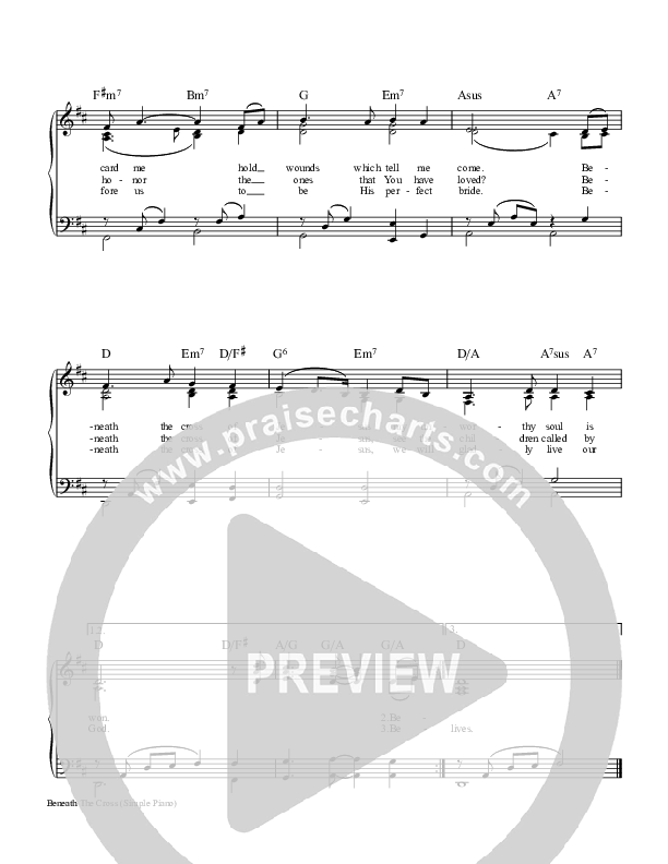 Beneath The Cross Of Jesus Piano/Vocal (SAT) (Keith & Kristyn Getty)